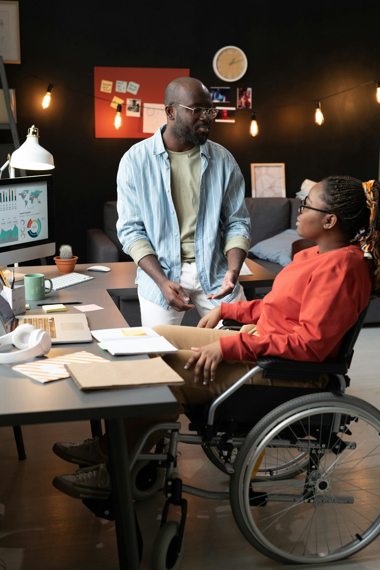 Woman with disability working at office